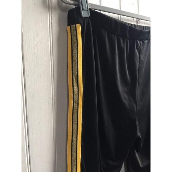 SHEIN Black Pull on pants Athletic Gold Racing Glitter Side Stripe - Size 2XL 16 - Picture 4 of 12